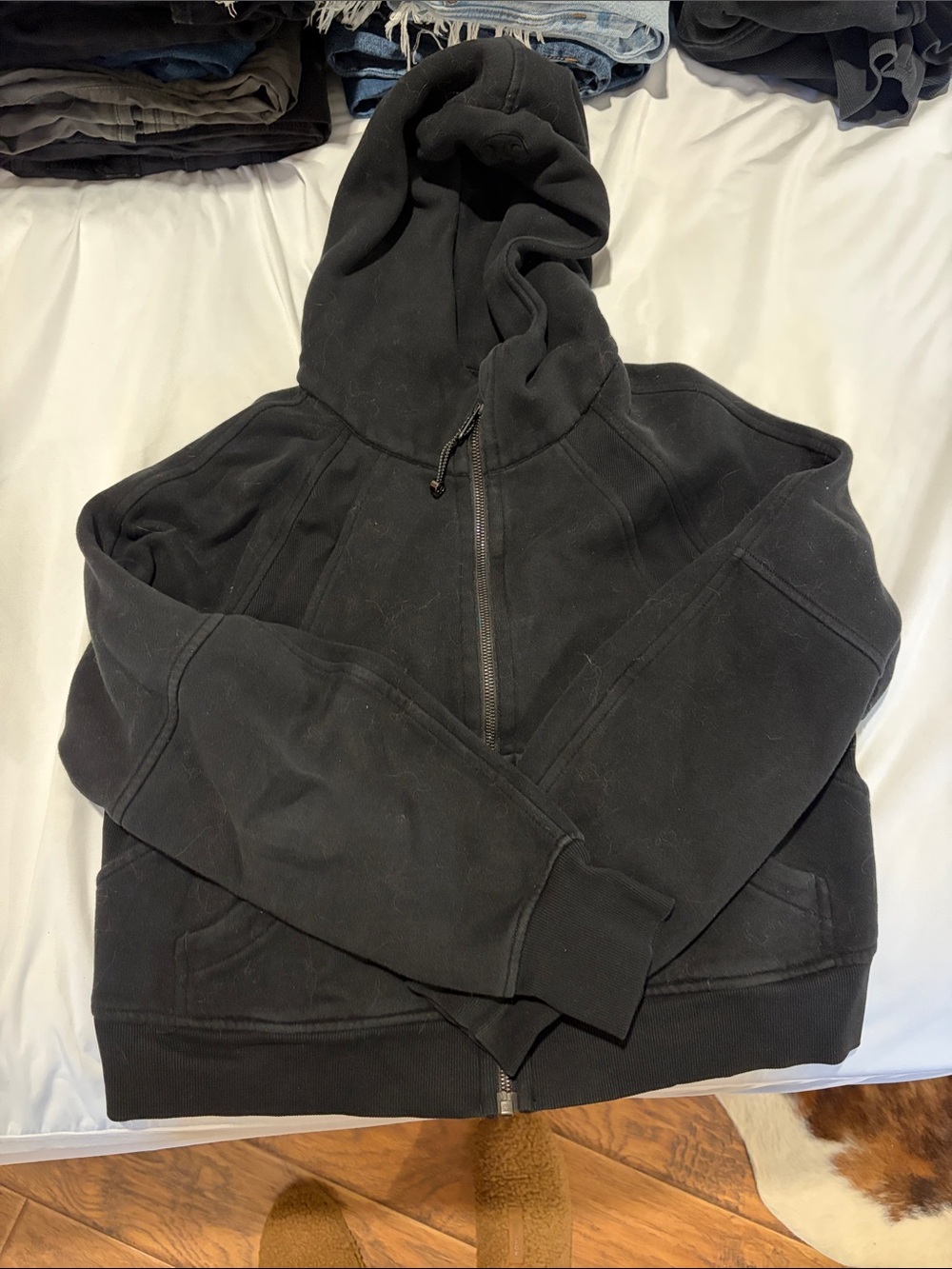 lululemon athletica Black Scuba Cropped Full-Zip Hoodie
